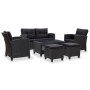 Set de sofás de jardín 6 piezas y cojines ratán sintético negro de vidaXL, Sofás de exterior - Ref: Foro24-46151, Precio: 489...