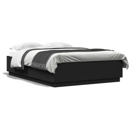 Estructura cama con luces LED madera ingeniería negro 140x200cm de , Camas y somieres - Ref: Foro24-3209612, Precio: 184,23 €...