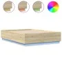 Sonoma oak wood bed frame with LED lights 150x200 cm by , Beds and slatted bases - Ref: Foro24-3209606, Price: 170,99 €, Disc...