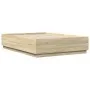 Sonoma oak wood bed frame with LED lights 150x200 cm by , Beds and slatted bases - Ref: Foro24-3209606, Price: 170,99 €, Disc...