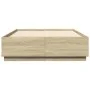 Sonoma oak wood bed frame with LED lights 150x200 cm by , Beds and slatted bases - Ref: Foro24-3209606, Price: 170,99 €, Disc...