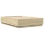 Sonoma oak wood bed frame with LED lights 150x200 cm by , Beds and slatted bases - Ref: Foro24-3209606, Price: 170,99 €, Disc...