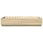 Sonoma oak wood bed frame with LED lights 150x200 cm by , Beds and slatted bases - Ref: Foro24-3209606, Price: 170,99 €, Disc...