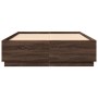 Estructura cama con luces LED madera marrón roble 150x200 cm de , Camas y somieres - Ref: Foro24-3209610, Precio: 177,29 €, D...