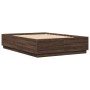 Estructura cama con luces LED madera marrón roble 150x200 cm de , Camas y somieres - Ref: Foro24-3209610, Precio: 177,29 €, D...