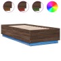 Estructura cama con luces LED madera marrón roble 100x200 cm de , Camas y somieres - Ref: Foro24-3209631, Precio: 138,12 €, D...