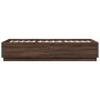 Estructura cama con luces LED madera marrón roble 100x200 cm de , Camas y somieres - Ref: Foro24-3209631, Precio: 138,12 €, D...