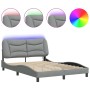 Estructura de cama con luces LED tela gris claro 120x200 cm de , Camas y somieres - Ref: Foro24-3213690, Precio: 192,75 €, De...