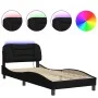 Estructura de cama con luces LED tela negro 90x190 cm de , Camas y somieres - Ref: Foro24-3213671, Precio: 168,31 €, Descuent...