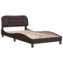 Estructura de cama con luces LED tela marrón oscuro 100x200 cm de , Camas y somieres - Ref: Foro24-3213686, Precio: 147,92 €,...
