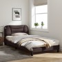 Estructura de cama con luces LED tela marrón oscuro 100x200 cm de , Camas y somieres - Ref: Foro24-3213686, Precio: 147,92 €,...