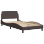 Estructura de cama con luces LED tela marrón oscuro 100x200 cm de , Camas y somieres - Ref: Foro24-3213686, Precio: 147,92 €,...