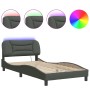 Estructura de cama con luces LED tela gris oscuro 100x200 cm de , Camas y somieres - Ref: Foro24-3213684, Precio: 147,69 €, D...