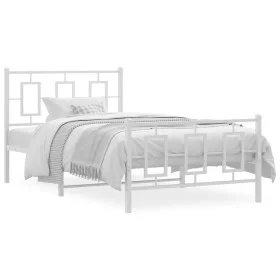 Estructura cama metal cabecero y estribo blanca 100x190 cm de , Camas y somieres - Ref: Foro24-374302, Precio: 85,84 €, Descu...