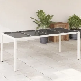 Mesa de jardín superficie de vidrio ratán PE blanco 190x90x75cm de , Mesas de jardín - Ref: Foro24-368129, Precio: 164,20 €, ...