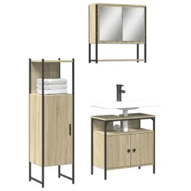Set de muebles de baño 3 pzas madera contrachapada roble Sonoma de , Muebles de baño - Ref: Foro24-3214696, Precio: 170,83 €,...