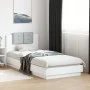 White engineered wood bed frame with headboard 90x200 cm by , Beds and slatted bases - Ref: Foro24-3209940, Price: 148,65 €, ...