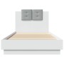 Estructura cama con cabecero madera ingeniería blanco 90x200 cm de , Camas y somieres - Ref: Foro24-3209940, Precio: 150,38 €...