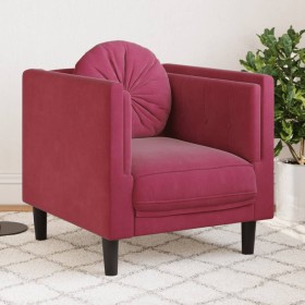 Sillón con cojín terciopelo rojo tinto de , Sofás - Ref: Foro24-372626, Precio: 156,42 €, Descuento: %