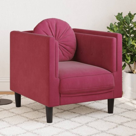 Sillón con cojín terciopelo rojo tinto de , Sofás - Ref: Foro24-372626, Precio: 156,42 €, Descuento: %