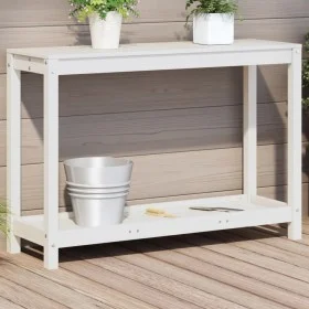 Mesa de plantación con estante madera pino blanco 108x35x75 cm de , Soportes para macetas - Ref: Foro24-832393, Precio: 88,50...