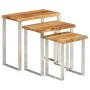 Set de 3 mesas apilables con borde natural madera maciza acacia de , Mesas auxiliares - Ref: Foro24-372761, Precio: 173,90 €,...