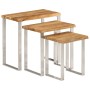 Set de 3 mesas apilables con borde natural madera maciza acacia de , Mesas auxiliares - Ref: Foro24-372761, Precio: 176,51 €,...