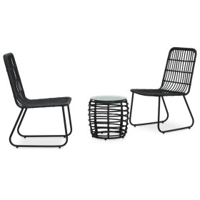 Set de mesa y sillas de jardín 3 piezas ratán sintético negro de vidaXL, Conjuntos de jardín - Ref: Foro24-48585, Precio: 120...