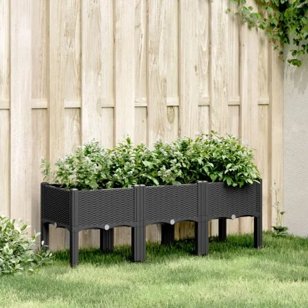 Jardinera con patas PP negro 120x40x42 cm de , Maceteros y jardineras - Ref: Foro24-367898, Precio: 90,13 €, Descuento: %