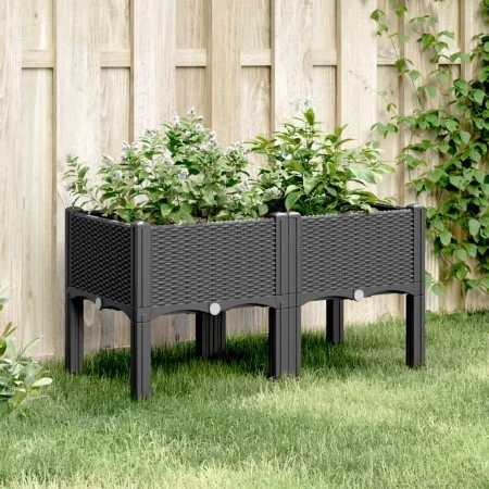Jardinera con patas PP negro 80x40x42 cm de , Maceteros y jardineras - Ref: Foro24-367893, Precio: 60,28 €, Descuento: %