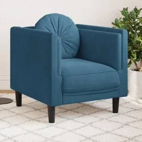 Sillón con cojín terciopelo azul de , Sofás - Ref: Foro24-372630, Precio: 194,64 €, Descuento: %