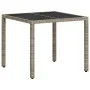 Mesa de jardín superficie vidrio ratán PE gris claro 90x90x75cm de , Mesas de jardín - Ref: Foro24-368122, Precio: 107,73 €, ...