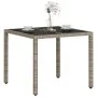 Mesa de jardín superficie vidrio ratán PE gris claro 90x90x75cm de , Mesas de jardín - Ref: Foro24-368122, Precio: 107,73 €, ...