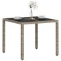 Mesa de jardín superficie vidrio ratán PE gris claro 90x90x75cm de , Mesas de jardín - Ref: Foro24-368122, Precio: 102,78 €, ...