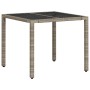 Mesa de jardín superficie vidrio ratán PE gris claro 90x90x75cm de , Mesas de jardín - Ref: Foro24-368122, Precio: 102,78 €, ...