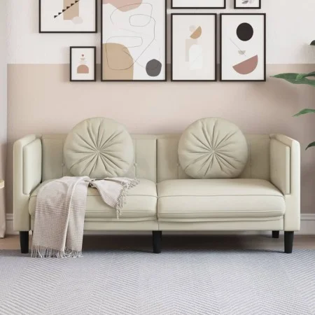 Sofá con cojines 2 plazas terciopelo color crema de , Sofás - Ref: Foro24-372639, Precio: 241,00 €, Descuento: %