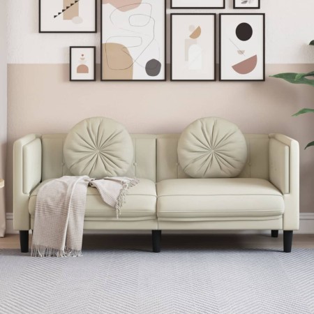Sofá con cojines 2 plazas terciopelo color crema de , Sofás - Ref: Foro24-372639, Precio: 244,34 €, Descuento: %