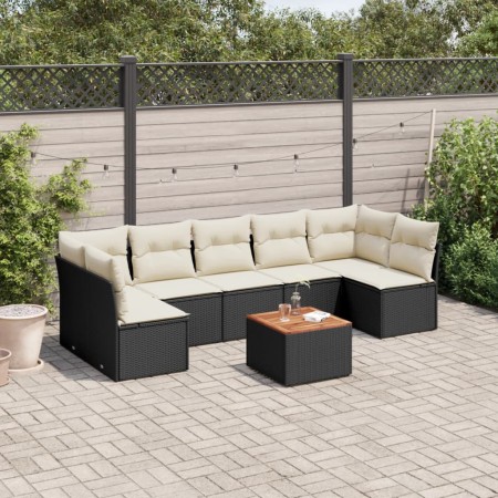 Set de sofás de jardín 8 piezas y cojines ratán sintético negro de , Conjuntos de jardín - Ref: Foro24-3255902, Precio: 446,8...