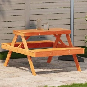 Mesa de pícnic madera maciza de pino marrón cera 105x134x75 cm de , Mesas de jardín - Ref: Foro24-844649, Precio: 129,99 €, D...
