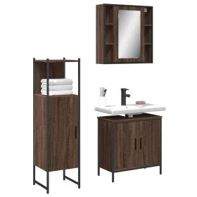 Set de muebles de baño 3 pzas madera contrachapada roble marrón de , Muebles de baño - Ref: Foro24-3214764, Precio: 198,90 €,...
