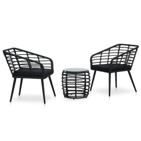 Set de mesa y sillas de jardín 3 piezas ratán sintético negro de vidaXL, Conjuntos de jardín - Ref: Foro24-48579, Precio: 226...
