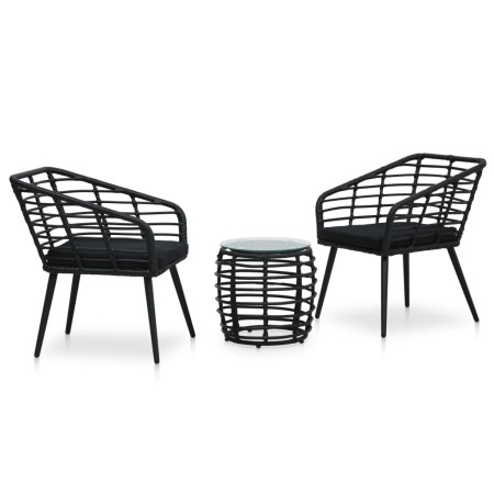 Set de mesa y sillas de jardín 3 piezas ratán sintético negro de vidaXL, Conjuntos de jardín - Ref: Foro24-48579, Precio: 226...