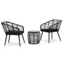 Set de mesa y sillas de jardín 3 piezas ratán sintético negro de vidaXL, Conjuntos de jardín - Ref: Foro24-48579, Precio: 226...