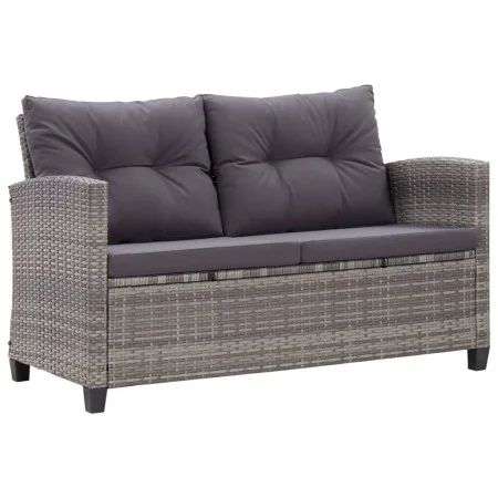 Sofá de jardín 2 plazas y cojines ratán sintético gris 124 cm de vidaXL, Sofás de exterior - Ref: Foro24-46154, Precio: 263,4...