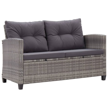 Sofá de jardín 2 plazas y cojines ratán sintético gris 124 cm de vidaXL, Sofás de exterior - Ref: Foro24-46154, Precio: 243,2...