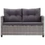 Sofá de jardín 2 plazas y cojines ratán sintético gris 124 cm de vidaXL, Sofás de exterior - Ref: Foro24-46154, Precio: 263,4...