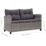 Sofá de jardín 2 plazas y cojines ratán sintético gris 124 cm de vidaXL, Sofás de exterior - Ref: Foro24-46154, Precio: 263,4...