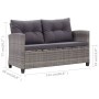 Sofá de jardín 2 plazas y cojines ratán sintético gris 124 cm de vidaXL, Sofás de exterior - Ref: Foro24-46154, Precio: 243,2...