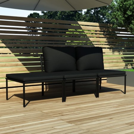 Juego de muebles de jardín 3 piezas con cojines PVC negro de vidaXL, Conjuntos de jardín - Ref: Foro24-48593, Precio: 175,76 ...