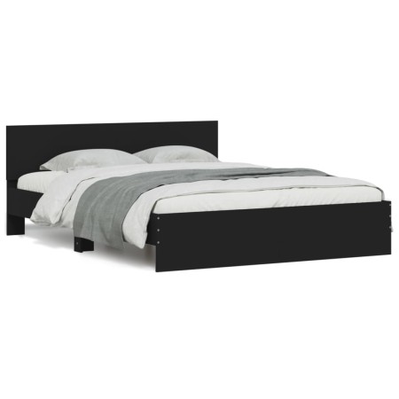 Estructura de cama con cabecero y luces LED negro 150x200 cm de , Camas y somieres - Ref: Foro24-3207603, Precio: 205,18 €, D...